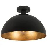 QAZQA - Industrielle Deckenleuchte schwarz mit Gold 35 cm - Magna
