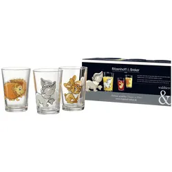 Trinkglas-Set WALDTIERE - transparent - DH 7x10 cm