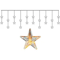 MARELIDA LED Lichtervorhang 20 leuchtende Sterne 180x40cm Trafo für