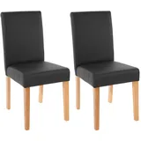 Mendler 2er-Set Esszimmerstuhl Stuhl Küchenstuhl Littau ~ Kunstleder, schwarz matt, helle Beine