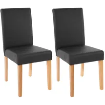 Mendler 2er-Set Esszimmerstuhl Stuhl Küchenstuhl Littau ~ Kunstleder, schwarz matt, helle Beine