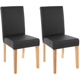 Mendler 2er-Set Esszimmerstuhl Stuhl Küchenstuhl Littau ~ Kunstleder, schwarz matt, helle Beine