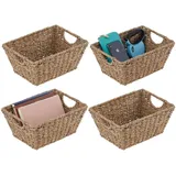 mDesign Seegraskorb Aufbewahrungskorb Flechtkorb 4er Set  hellbraun 37 x 22 x 20 cm