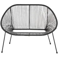 Beliani 2-Sitzer Spaghetti-Gartenbank Rattan 114 cm Metallgestell Boho Acapulco