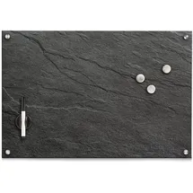 Zeller Memoboard Schiefer Glas 60 cm x 40 cm x 1,6 cm Anthrazit