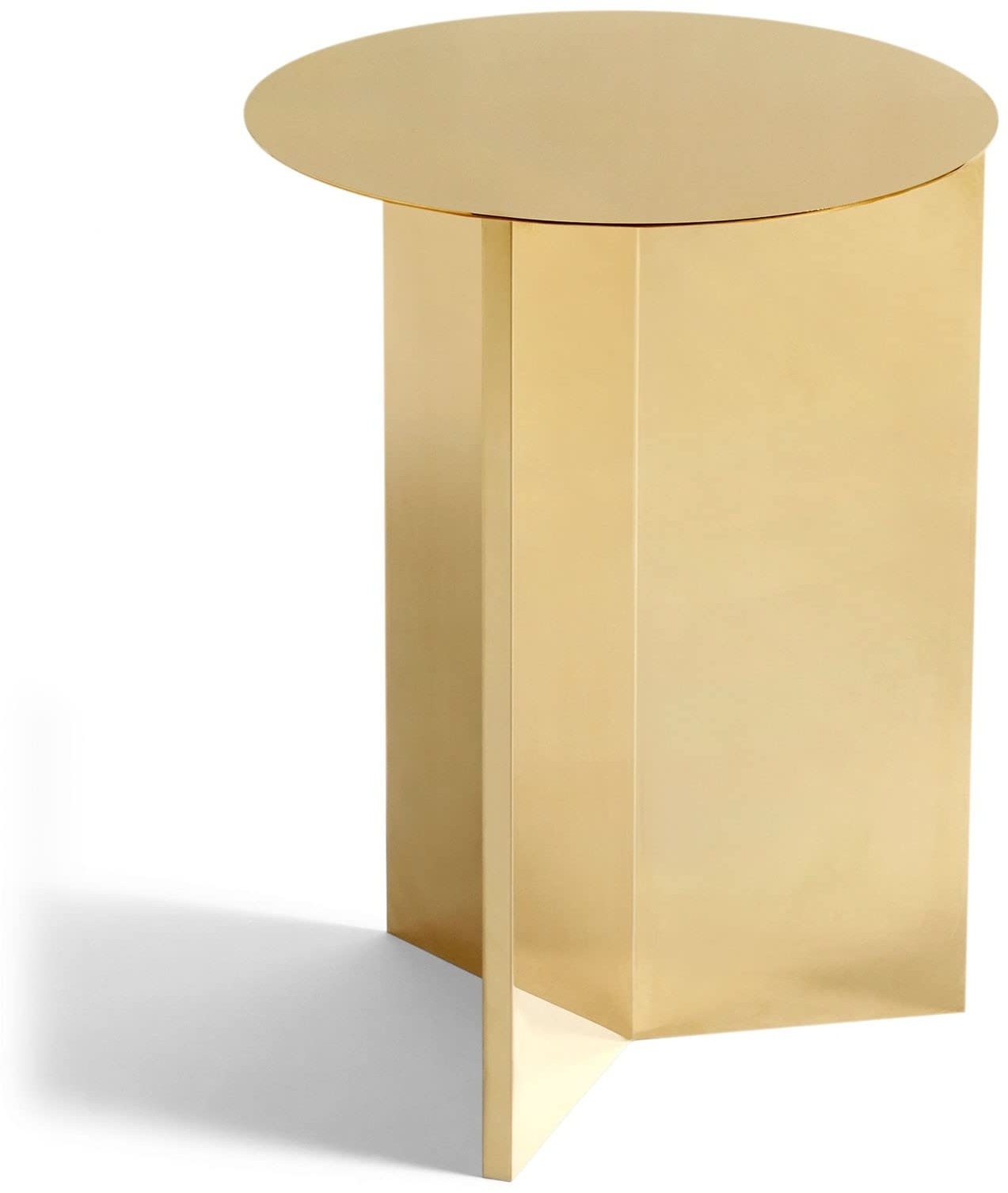 Hay Slit Table Round High Beistelltisch, Stahl, Brass, 35cm