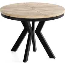 WFL GROUP Runder Ausziehtisch 90-190 x 77 cm hellbraun