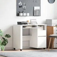 VidaXL Weißer Computertisch mit Schubladen Weiß MDF, Spanplatte Standard
