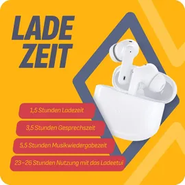 cazy vashoy Bluetooth In-Ear-Kopfhörer, kabellose Bluetooth 5.4, Noise-Cancelling, IPX5-wasserdicht Weiß