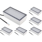 ledscom.de 6 Stück LED Pflasterstein Bodeneinbauleuchte CUS für außen, IP67, eckig, 20 x 10cm, 2,8 W, 251lm, warmweiß