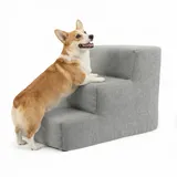 murando Hundetreppe für Kleine Hunde 3 Stufen 30 cm, Cord - Grau