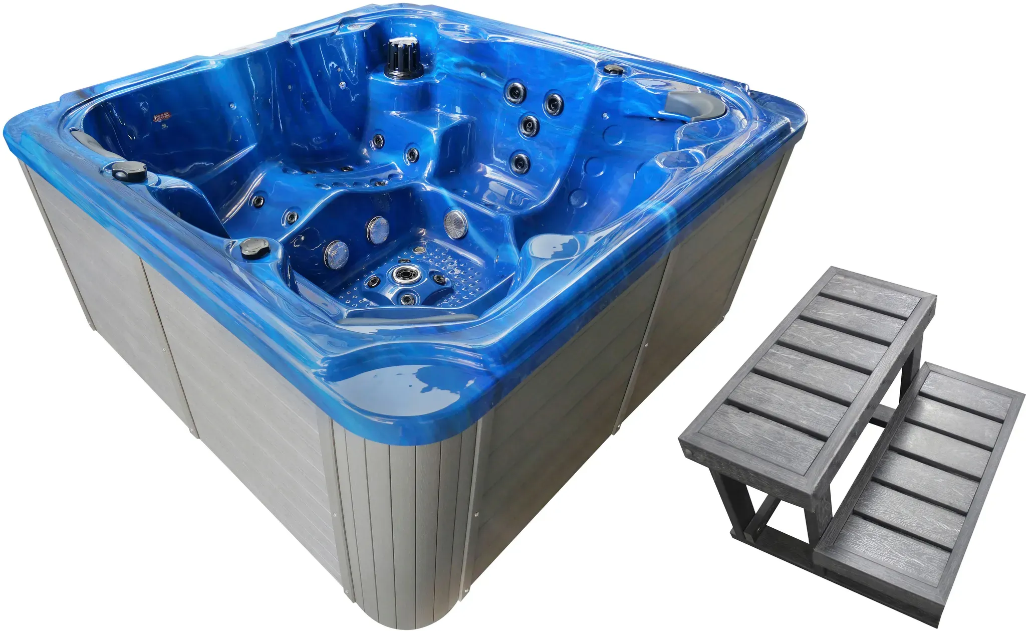 Sanotechnik Whirlpool »OASIS MAXI«, (Set), 210x210x95 cm, inkl. Einstiegsleiter und Abdeckung Sanotechnik blau B/H/L: 210 cm x 95 cm x 216 cm