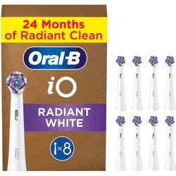 Aufsteckbürste ORAL-B "Oral-B iO Strahlendes Weiss", weiß, Zahnbürstenköpfe, 8 St., fortschrittliche Plaque-Entfernung, Poliereinsätze zur Zahnaufhellung