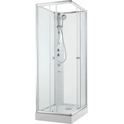 Komplettdusche Basic, 2 Schiebetüren und 2 Glas-Fixteile (Ausführung: Komplettdusche Basic 1200x800x2110 mm Thermostatmischer + Hand-/Seitenbrause)
