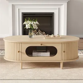 Okwish Couchtisch Braun Eiche 100 x 50 x 36 cm