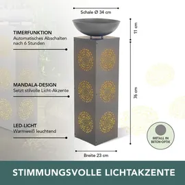 EasyMaxx LED-Dekosäule Metall 87 cm inkl. Pflanzschale Grau