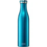 LURCH 240861 Isolierflasche/Thermoflasche für heiße und kalte Getränke aus doppelwandigem Edelstahl 0,75l,wasserblau
