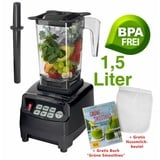 Green Smoothie Maker mit kraftvollem 3PS Motor 1,5l Tritan Mixbehälter Mixer