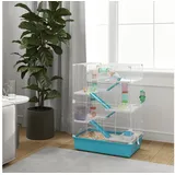 PawHut - Hamsterkäfig, 6-stöckiger Kleintierkäfig Mit Röhren, Tunnels, Hütte, Laufrad, Futterschale, Wasserflasche, Rampen, Für Zwerghamster Und Gerbils, 58 X 36 X 81 Cm Hellblau