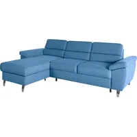 Ecksofa SIT & MORE "Sorano L-Form" Sofas Gr. B/H/T: 250cm x 88cm x 161cm, Flachgewebe, Recamiere links, ohne Funktion, blau (pacific) wahlweise mit Bettfunktion und Bettkasten