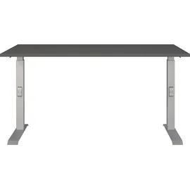 Germania DOWNEY höhenverstellbarer Schreibtisch grafit rechteckig, C-Fuß-Gestell silber 140,0 x 80,0 cm