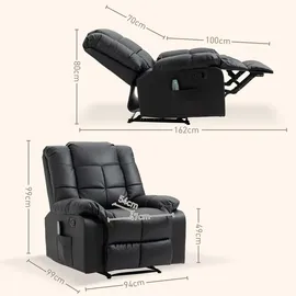 Homcom Massagesessel Fernsehsessel Kunstleder 94 x 99 x 99 cm Schwarz elektrisch