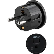 goobay Netzadapter US/Japan, Schwarz - Schutzkontaktstecker (Typ B, NEMA 5-15, 3-polig)