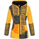 DEPROC activ Fleecejacke DEPROC ACTIVE "Patchwork Multicolor NUNAVUT II NEW FLOWER POWER", Damen, Gr. 46 (L), gelb, 100% Baumwolle, casual, Langarm, Jacken