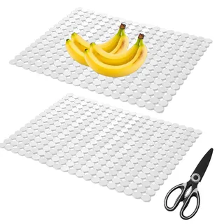 Spülbeckeneinlage, 2 Stück SKüchenspüle Matte für Küchenspüle, 30 x 40 cm PET Zuschneidbar Spülbeckeneinlage mit 1 Schere, Abtropfmatte Spüle, Punktdesign(Transparente)