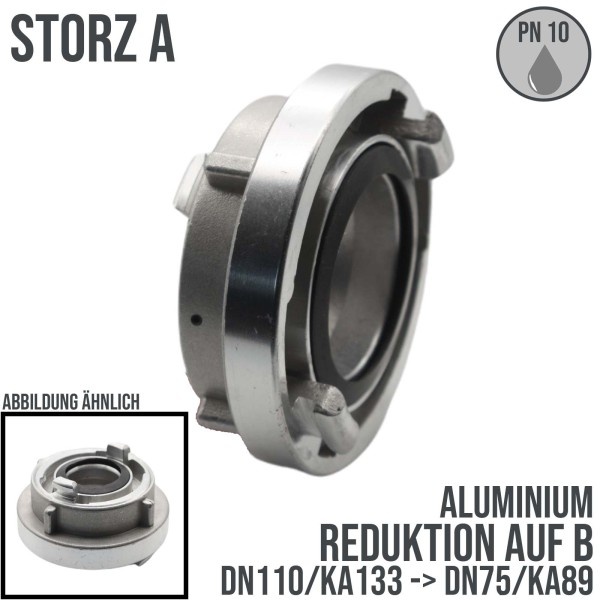 STORZ A DN110 KA133 auf STORZ B DN75 Reduziertstück Kupplung Schlauchkupplung PN 10 bar