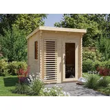 Swedheat Naturbelassen Gartensauna Layla 40 mm Blockbohlenhaus, Graphit Glastür mit zwei Fenstern, 3 Liegen, Ofenschutzgitter, Saunaleuchte, Dachp... - Naturbelassen
