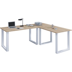 VCM, Schreibtisch, Büromöbel Eckschreibtisch Lona 50 U Alu Weiß (190 x 130 x 50 cm)