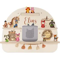 Kidsmood - Tonie Regal personalisiert mit Namen – Wandregal für Toniebox 2 & Figuren | Abgerundete Ecken & Kanten Inkl. Metallplättchen für Tonie Hörfiguren | Kinderzimmer Regal für Mädchen & Jungen