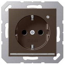 Jung SCHUKO-Steckdose mit LED-Orientierungslicht und Helligkeitssensor (mokka)