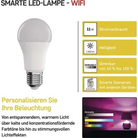 EMOS GoSmart A60 E27 - dimmbar, mehrfarbig & Weißtöne - 1050lm - sparsam, 11W 75W Glühbirne) - 20 000 Stunden - WiFi - Google Home und Alexa kompatibel