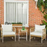 Outsunny 3er Set Rattan Gartenmöbel-Set 3-tlg. Gelb/Creme