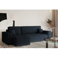 kaiser möbel Ecksofa mit schlaffunktion und bettkasten, Ecksofa L-Form, Eckcouch L-Form BEST stoff NEVE Links Dunkelblau - Dunkelblau