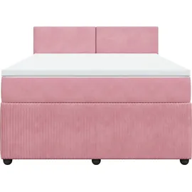 vidaXL Boxspringbett mit Matratze Rosa 140x200 cm Samt
