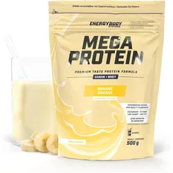 Mega Protein Banane. Mehrkomponenten-Protein Eiweißshake Proteinpulver mit Whey EINHEITSFARBE 500g