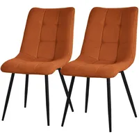 ML-Design Esszimmerstühle 2er Set Orange, mit Stoffbezug & schwarzen