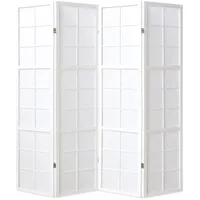 Homestyle4u Paravent Raumteiler Shoji Weiß Holz