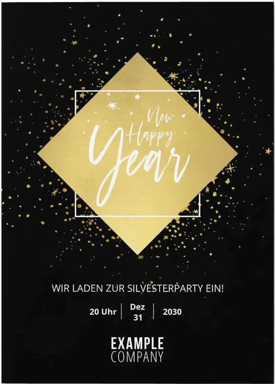 Einladungskarte zur Silvesterparty selbst gestalten - Starlight - Schwarz | Wunderkarten.de