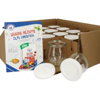 Mambocat 12er Set Weckgläser Tulpenglas mit Frischhalte-Deckel 220ml +