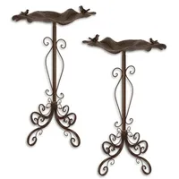 Casa Padrino Jugendstil Vogelbad 2er Set Braun 48,8 x 47,2 x H. 84,1 cm - Garten Deko