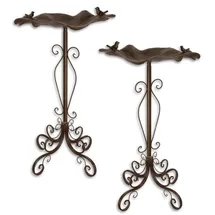 Casa Padrino Jugendstil Vogelbad 2er Set Braun 48,8 x 47,2 x H. 84,1 cm - Garten Deko