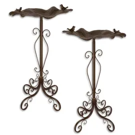 Casa Padrino Jugendstil Vogelbad 2er Set Braun 48,8 x 47,2 x H. 84,1 cm - Garten Deko