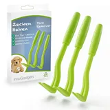 innoGadgets Zeckenhaken Zeckenzange | Verschiedene Haken für alle Zecken-Größen | Schonende Zeckenentfernung in Sekunden | GRATIS E-Book: Coole Tricks für clevere Dogs | Grün (3-Set)
