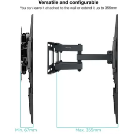 TooQ LP7866TN-B Dreh-/Neige-TV-Wandhalterung 37"- 80"), VESA 600x400, max. 40 kg,