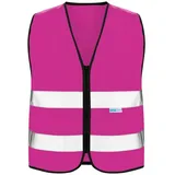 EAZY CASE Warnweste Kinder Warnweste Reißverschluss Reflektor Weste, Sicherheitsweste für Kinder Warnweste, Größe XS Pink rosa 110-116