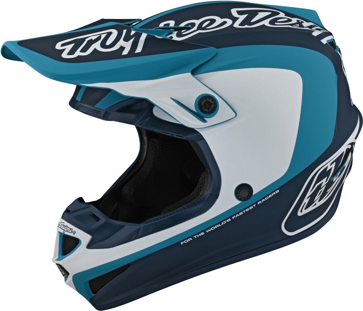Troy Lee Designs SE4 Corsa Motocross Helm, weiss-blau, Größe L